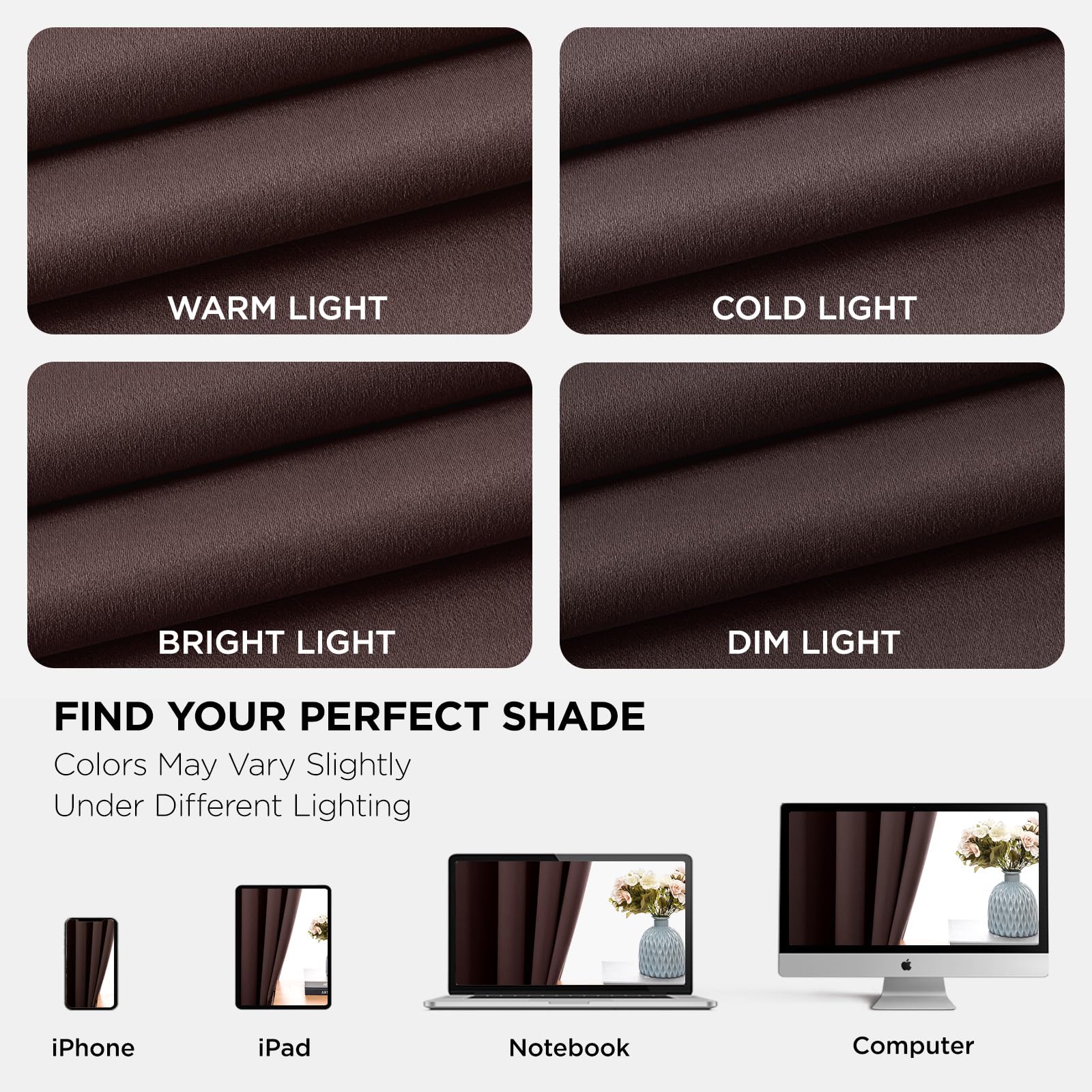 Joydeco Blackout Curtains 90 Inches Long 1 Panel, Thermal Insulated Long Curtains& Drapes 1 Piece, Room Darkening Grommet Drapes for Living Room Bedroom Window (W70 x L90 Inch, Chocolate)