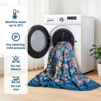MSGKV Boho Throw Blanket 50"x60" Summer Cotton Blue Floral Throw for Couch