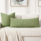 MIULEE Lumbar Corduroy Throw Pillow Cover for Bed 14x36 Beige Pack of 1