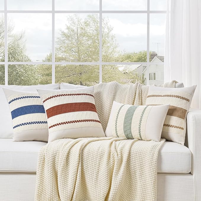 Fancy Homi Set of 1 Rust Boho Euro Decorative Throw Pillow Covers 26x26 Inch for Couch Bed Sofa, Aesthetic Modern Organic Fall Room Decor, Soft Cotton Cute Terracotta Textured Farmhouse Cushion Case