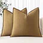 MIULEE Decorative Linen Pillow Covers 20x20 Inch Mustard Yellow Boho Farmhouse Neutral Couch Throw Pillows for Bed Pack of 2 Accent Modern Pillowcase Summer Sofa Livingroom Home Decor