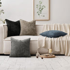 MIULEE Pack of 2 Couch Throw Pillow Covers 18x18 Inch Coastal Navy Blue Modern Boho Accent Decorative Pillow Covers Soft Chenille Farmhouse Cushion Covers for Home Decor Bed Sofa Living Room