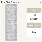 Runner Rug 3x10 Washable Non-Slip Hallway Runner Rugs for Kitchen Bathroom Laundry Room Grey Vintage Floor Carpet Runners for Hallways Entryway
