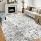 Washable Area Rugs 5'x7' Non-Slip Modern Abstract Soft for Living Room Entryway Bedroom Nursery, Print Pattern, Gray White Grey