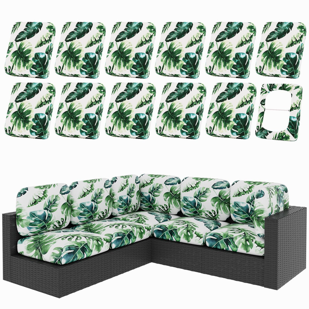 hyha 12Pcs Patio Cushion Covers, Stretch Outdoor Couch Cushion Covers