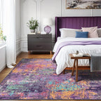 RELEANY Washable 5'x7' Abstract Area Rug for Living Room Purple Multi