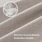 MIULEE 100% Blackout Linen Curtains for Bedroom, Ivory Solid Luxury Decor Thermal Insulation Room Darkening Drapes for Living Room Nursery Back Tab Rod Pocket 42 x 72 Inches, 2 Panels