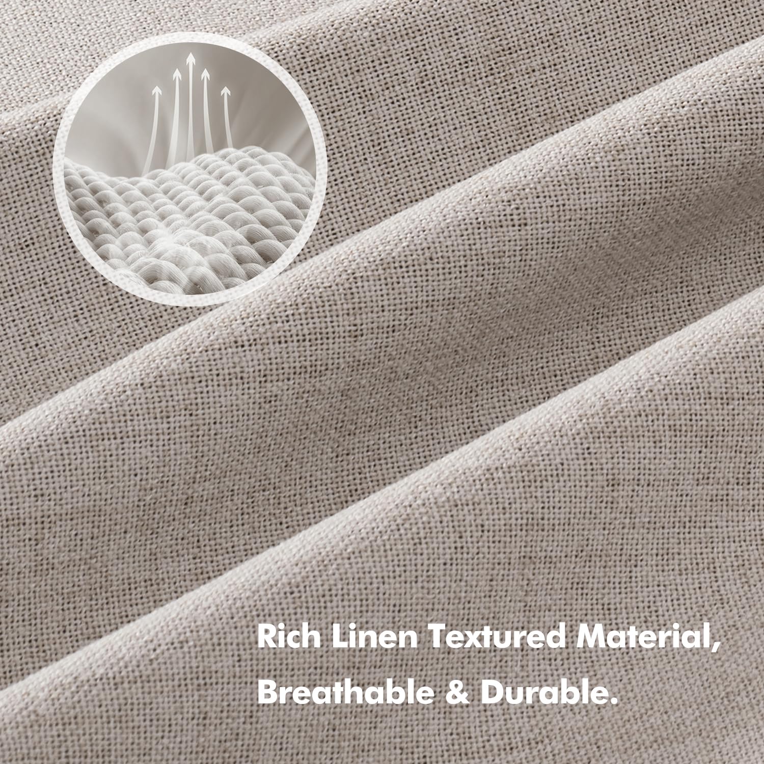 MIULEE 100% Blackout Linen Curtains for Bedroom 42 x 72 Inch Ivory 2 Panels