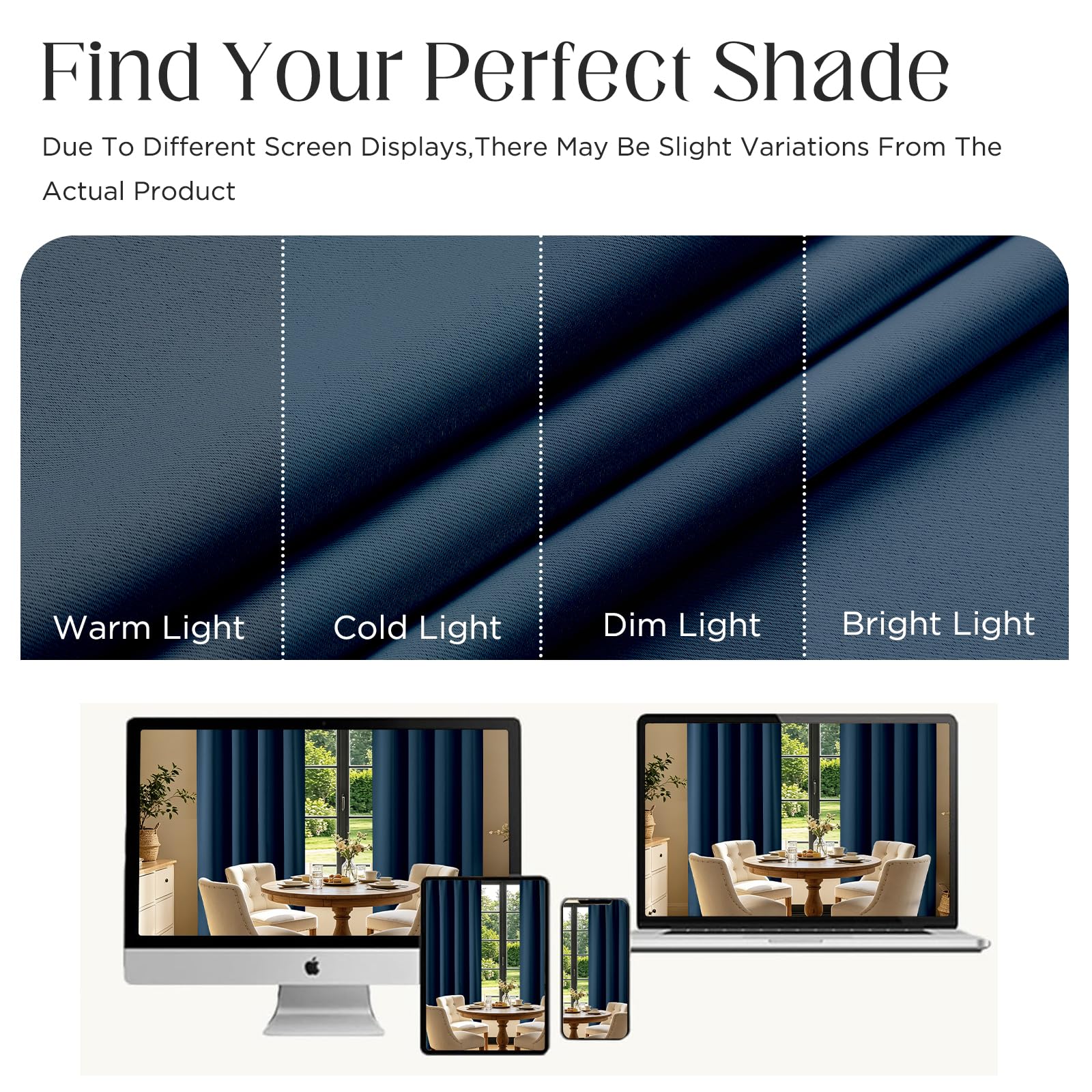 CUCRAF Navy Blue Blackout Curtains 84 inch Length 2 Panels Set, Rod Pocket Room Darkening Drapes for Bedroom Living Room, Insulated Thermal Light Blocking Window Curtain (W52 x L84 Inch)