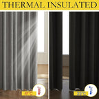 NICETOWN Grizzle Gray Vintage Linen 100% Blackout Curtains for Living Room, Thermal Insulated Curtains 108" Long, Noise Reducing Window Treatment Drapes for Hall Room, 52" Wide Per Panel, Set of 2