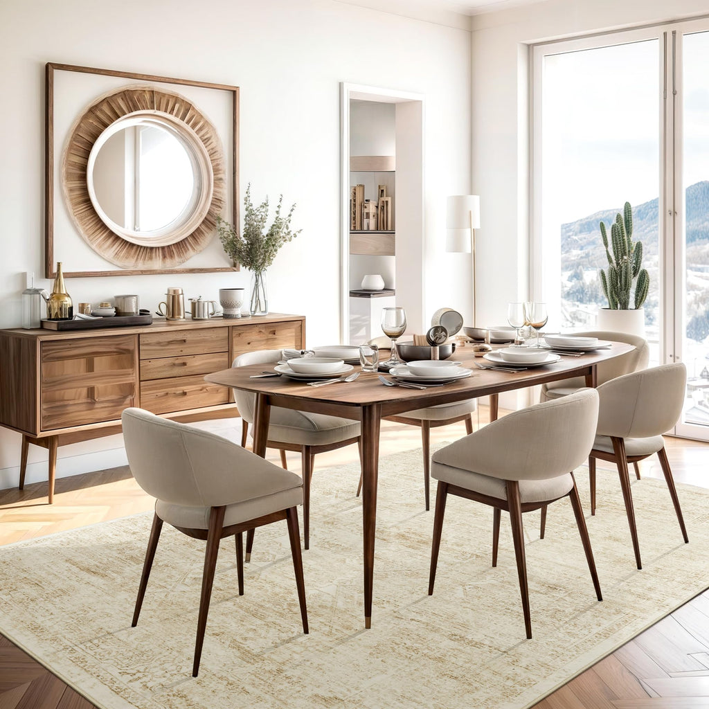 Soalmost Washable Area Rug 8x10 Large Soft Living Room Rugs Beige/Ivory