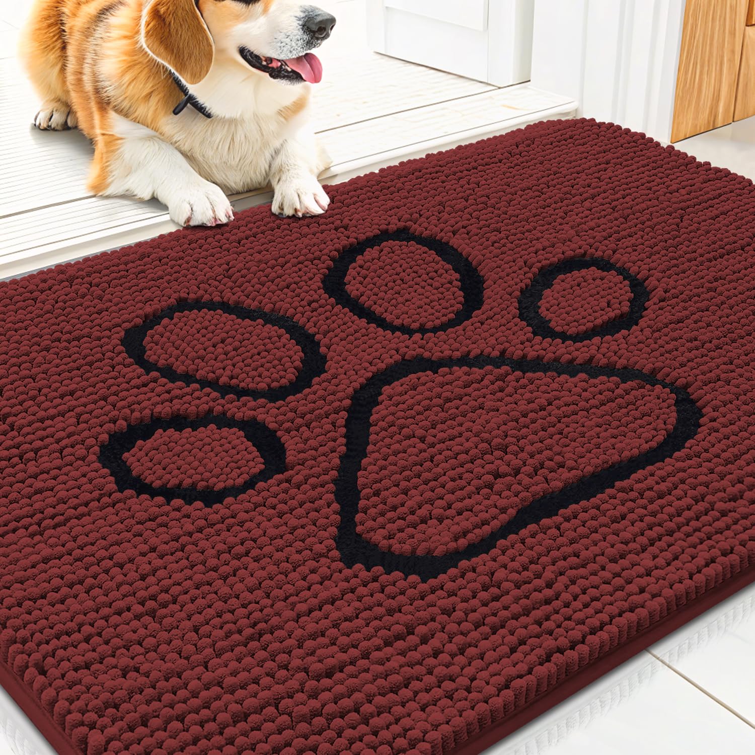 Smiry Dog Door Mat for Muddy Paws, Absorbent Non Slip Dirt Trapper, 30x20