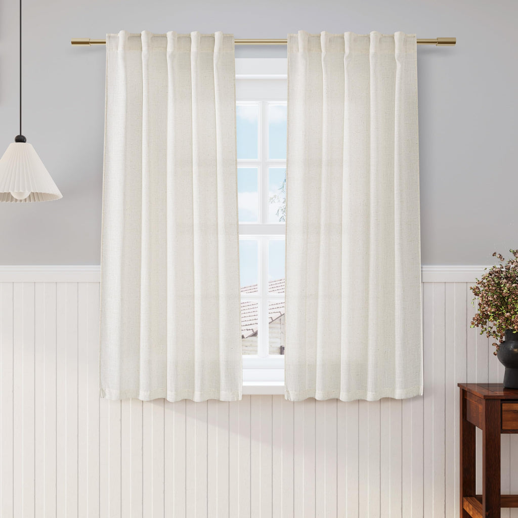 Nanspring Cream Cafe Curtains 54 Inch Length Set Back Tab Rod Pocket for Bedroom Living Room Kitchen Energy Efficient Window Treatment Basement Farmhouse Decor 36x54,2 Panels