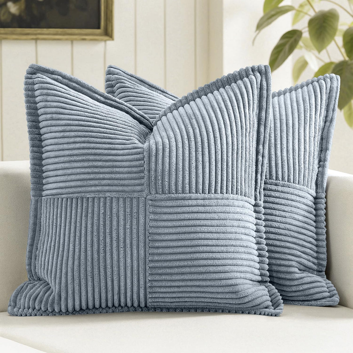 MIULEE Decorative Throw Pillow Covers for Couch 16x16 Inch Dustyblue 2 Pack
