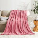 KMUSET Fleece Blanket Salmon Pink Lightweight Super Soft Cozy Fuzzy Bed Blankets Microfiber Factory Shop
