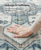 AMADA HOMEFURNISHING 2'6"x10' Washable Area Rug, Low-Profile Entryway Rug with Non-Slip Backing & Durable Edge Binding, Vintage Rug Pattern, Small Rugs for Entryway, Kitchen & Living Room