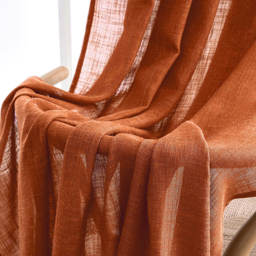 MIULEE Rust Fall Linen Curtains 52x96 Inch 2 Panels for Bedroom Living Room