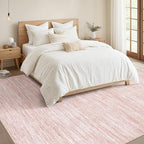 Nakagishi 9x12 Area Rugs Living Room: Washable Large Vintage Rug Neutral Non-Slip Soft Stain Resistant Indoor Carpet for Bedroom Nursery Dining Room Office Playroom - Pink-01