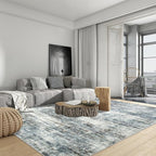 10x14 Area Rugs Washable Rug: Modern Abstract Living Room Rug Soft Anti-Skid Thin Carpet Indoor Floor Non-Shedding Carpets for Bedroom Dining Room Farmhouse Nursery Home Office Blue Multi