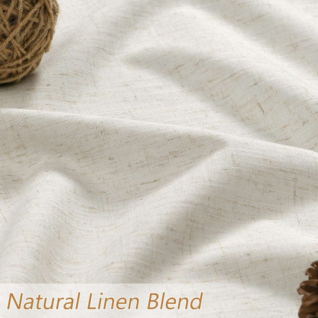 Extra Long 100% Blackout Linen Curtains for Bedroom 105 Inches Long Natural Cream Black Out Curtain Back Tab Thermal Insulated Room Darkening Window Drapes for Living Room 2 Panels Beige Ivory 52x105