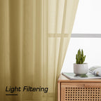 Simplebrand Gold Sheer Curtains 96 Inches Long, Light Filtering Rod Pocket Solid Color Window Sheer Curtain Panels, Elegant Curtains & Drapes for Living Room, Bedroom 2 Panels, 59" W x 96" L