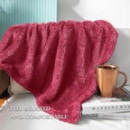 Exclusivo Mezcla Plush Fuzzy Fleece Bed Blanket King Size, Super Soft, Fluffy and Warm Blankets for Couch, Bed, All Season (Deep Red, 90x104 inches)