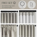 Topfinel 90 Inches Linen Curtains 100% Blackout Curtain for Bedroom Livingroom Vintage Farmhouse Linen Textured Thermal Room Darkening Drapes 2 Panels with Back Tab Rod Pocket Pinch Pleated Flax Grey