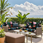 Outdoor Cushion Covers Set,8PCS Patio Furniture Couch Seat Slipcovers, Replacement for Sofa Sectional Chair(Cover，Only)