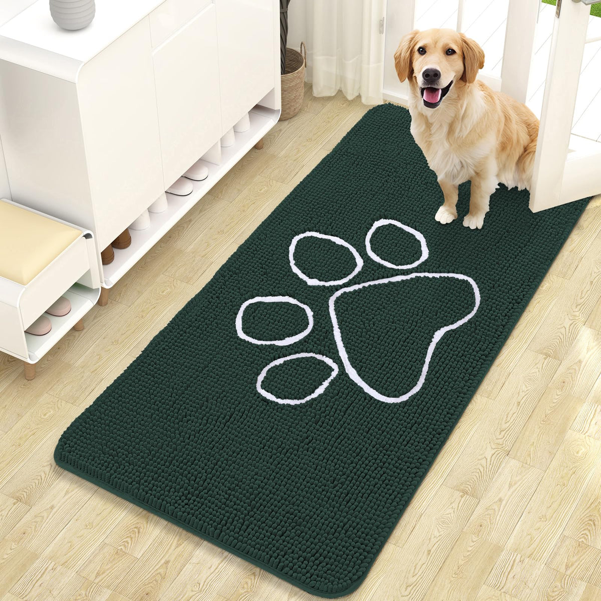 OLANLY Dog Door Mat for Muddy Paws 47x24, Super Absorbent Chenille Mud Mat