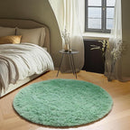 ONASAR Sage Green Round Area Rug 4ft, Fluffy Soft Bedroom Circle Rugs for Kids Girls Boys Teen Dorm Room, Cute Furry Plush Shaggy Carpet for Nursery Living Room Playroom Christmas Home Decor