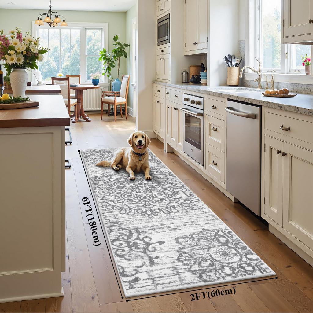 HEBE Hallway Runner Rug 2'x6', Washable Non Slip Kitchen Rug Runner