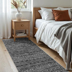 Ksrau 2x5 Hallway Runner Rug - Moroccan Non Slip Long Rug for Entryway Soft Low-Pile Washable Neutral Rugs for Kitchen Small Waterproof Indoor Floor Carpet for Bedroom Bathroom Laundry 2x5 Black