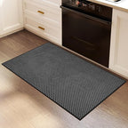 YDKGL 2x3 ft Indoor Door Mat Entryway Rug Non Slip Boho Woven Washable Small Area Rugs Runner, Front Entry Rug Entrance Doormat for Hall Porch Bathroom Kitchen Bedroom, Easy Clean, Black 24"x36"