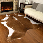 AROGAN Faux Cow Print Rug Large (6ft x 7ft) - Cow Print Area Rug with No-Slip Backing, Large Animal Skin Rugs for Living Room, Offfice, Room Decor, Brown