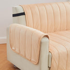 Great Bay Home Velvet Recliner Cover - Washable Slipcover Furniture Protector with Elastic Straps - Furniture Cover for Dogs, Kids, and Pets - Stitched Detail (Peach)