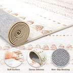 Nakagishi Round Rug Boho Area Rugs: 6x6 Washable Large Circle Neutral Soft Stain Resistant Non-Slip Carpet for Women Aged 25-45 Farmhouse Decor Enthusiasts - Living Room Bedroom Dining Room Nursery