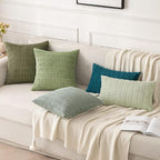 MIULEE Corduroy Decorative Throw Pillow Covers 12x12 Sage Green Pack of 2