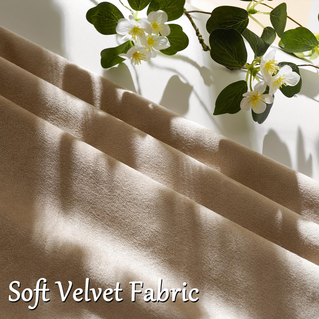 GIGIZAZA Taupe Velvet Pillow Covers 22x22 Decorative Pillows Pack of 2