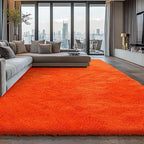 Orange Shag Area Rugs for Bedroom Living Room,6X9 Ultra Soft Fluffy Area Rugs for Dorm, Indoor Carpet Nursery Rugs for Kids Room Home Halloween Decor