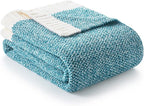 Snuggle Sac Super Soft & Reversible Heather Teal Blue Throw - Oversized Cozy Knit Blanket for Bed, Sofa, Living Room, Twin Size (60x80 Inches)