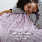 Bedsure 3D Fleece Bubble Blanket for Couch - GentleSoft Purple Twin Blanket for Sofa Bed Room Decor - Luxury Soft Cozy Gifts for Kids, Lightweight, All Seasons, Light Purple, 60"×80"