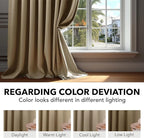 Deconovo Blackout Curtains, Thermal Insulated, W70 x L108 2 Panels, Back Tab, Machine Washable, Room-Darkening Drapes for Bedroom/Living Room Khaki