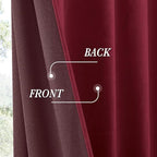 RYB HOME Burgundy Red Velvet Curtains for Christmas Decor, Soft Luxury Backdrops for Studio Theater, Back Tab Design for Bedroom Living Room, 52" W x L84 L, 2 Panels Set