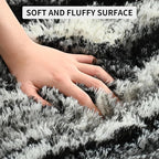 Tepook Soft Fluffy Rugs for Living Room, 5x8 Shaggy Area Rug for Bedroom, Modern Shag Rug Fuzzy Carpets for Kids, Plush Indoor Nursery Home Decor Rug with Non-Slip Bottom, Black White
