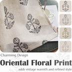jinchan Linen Floral Curtains for Living Room 84 Inch Length Black Flower Cottage Core Farmhouse Curtains Rod Pocket Back Tab Boho Semi Sheer Window Drapes Bedroom Set 2 Panels Black on Beige
