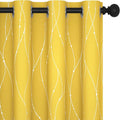 Deconovo Blackout Curtains 108 Inches Long, Yellow Drapes with Wave Dots Foil Print, Thermal Insulated Soundoroof Curtain for Living Room Bedroom, 52 x 108 Inch, Machine Washable Panels, Set of 2