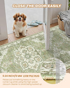 Restydon Runner Rug 2x6, Non Slip Washable Rugs for Hallways, Light Green