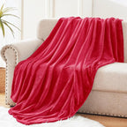 Exclusivo Mezcla Soft Large Fleece Throw Blanket for Couch, Red