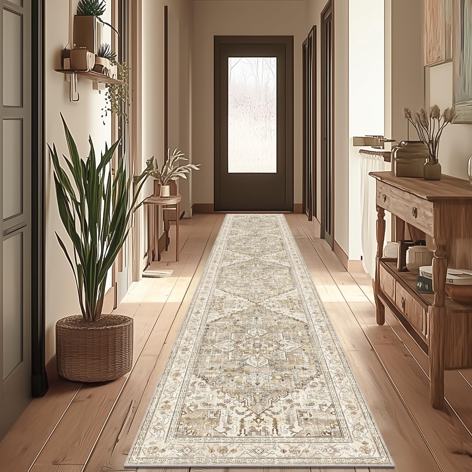 Yamaziot Washable Runner Rug, 2x12 Non-Slip Boho Hallway Kitchen Rug