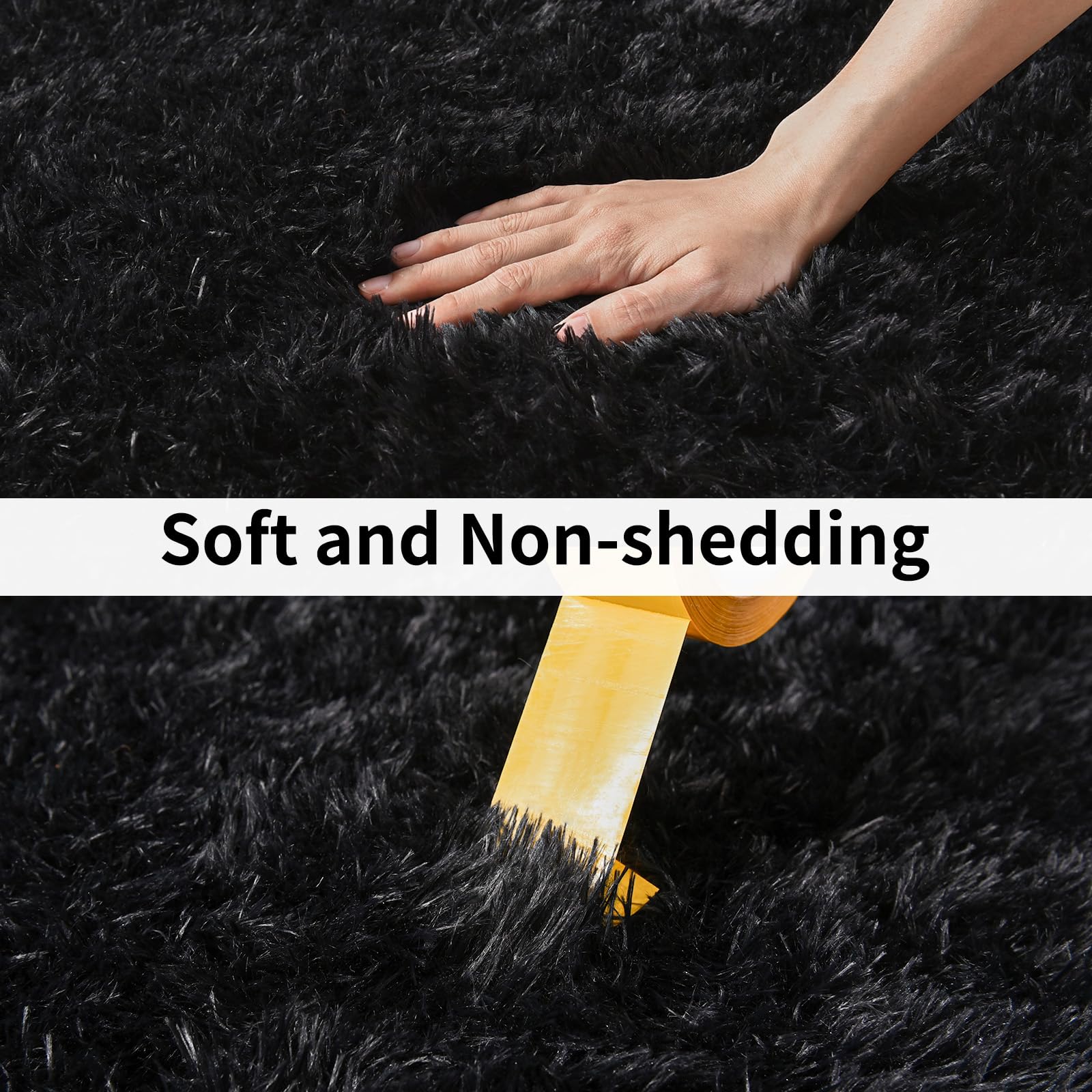Ailyei Fluffy Shag Runner Rugs for Bedroom Hallways, 2x8 Black Long Soft Throw Area Rug Non Slip for Bedside Dorm, Shaggy Furry Carpet for Nursery Living Room Home Decor